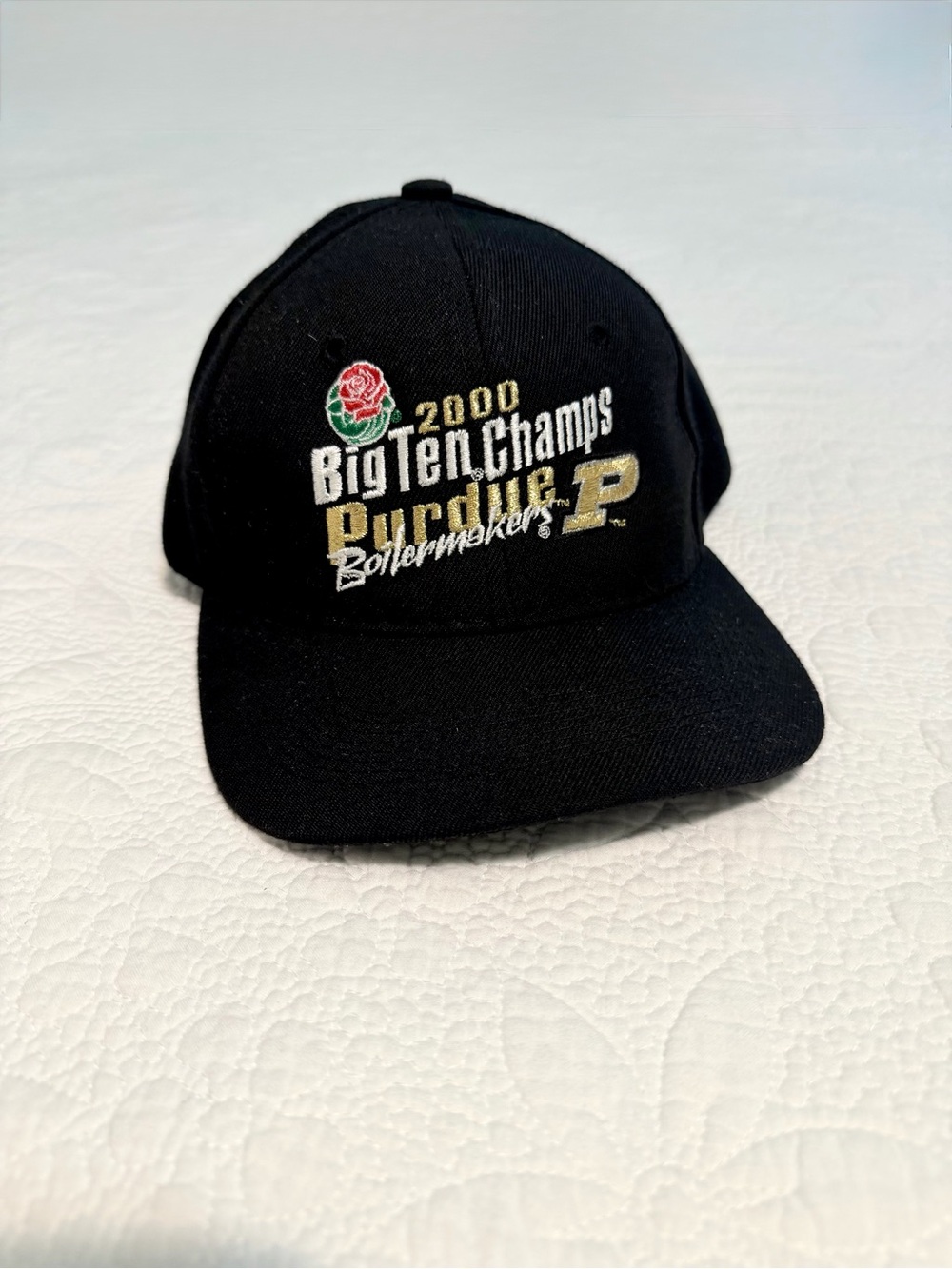 Vintage 2000 Purdue Boilermakers Headmasters Logo B10 Champs Rose Bowl Hat wool